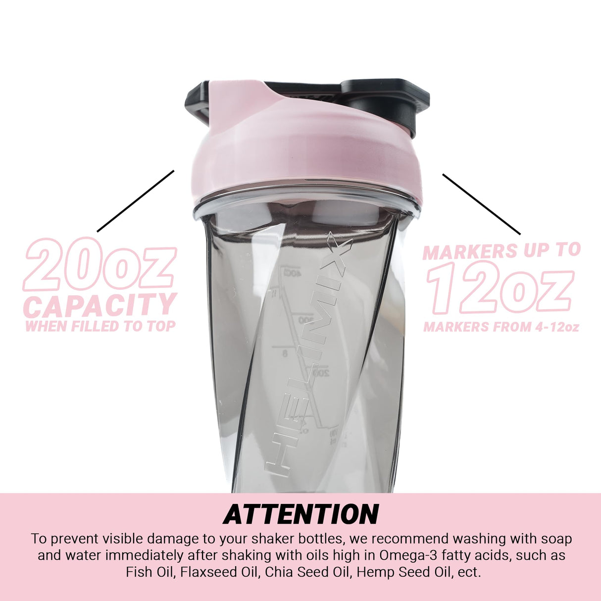 HELIMIX 1.5 Vortex Blender Shaker Bottle Holds Upto 20oz | No Blending Ball or Whisk | USA Made | Portable Pre Workout Whey Protein Drink Shaker Cup | Mixes Cocktails Smoothies Shakes | Top Rack Safe