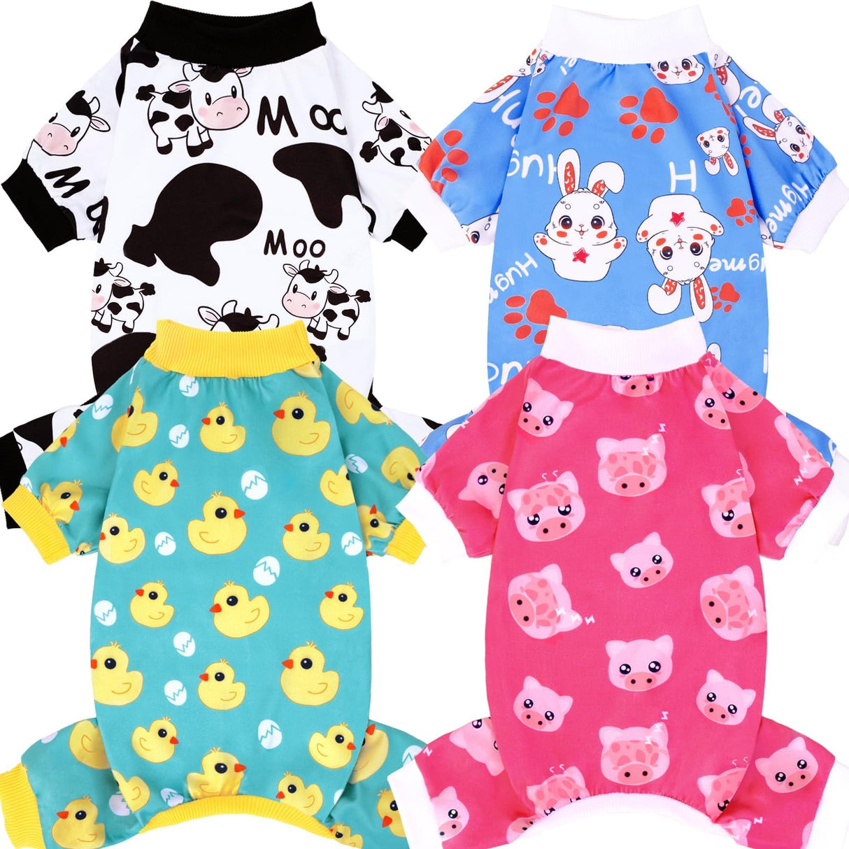 XPUDAC 4 Pieces Dog Pajamas for Small Dogs Pjs Clothes Puppy Onesies Outfits for Doggie Christmas Shirts Sleeper for Pet Cats Jammies-L