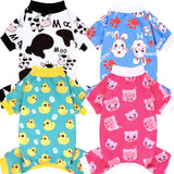 XPUDAC 4 Pieces Dog Pajamas for Small Dogs Pjs Clothes Puppy Onesies Outfits for Doggie Christmas Shirts Sleeper for Pet Cats Jammies-L