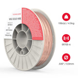 YESWELDER MIG Welding Wire, ER70S-6 Solid Carbon Steel, .030 Inch 10LB (0.8mm 4.5kg), High Feedability Strong ABS Plastic Spool MIG Wire
