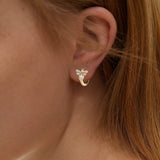18K Gold Bee Earrings for Women, Hypoallergenic Stud with Cubic Zirconia, Hoop Earrings for Women, Gold/Silver Colors