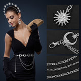 Glenmal 4 Pcs Celestial Jewelry Moon Star Necklace Headband,Silver