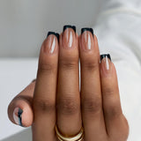 BTArtbox Halloween Press On Nails, Short French Tip Nails, 30Pcs Full Kit