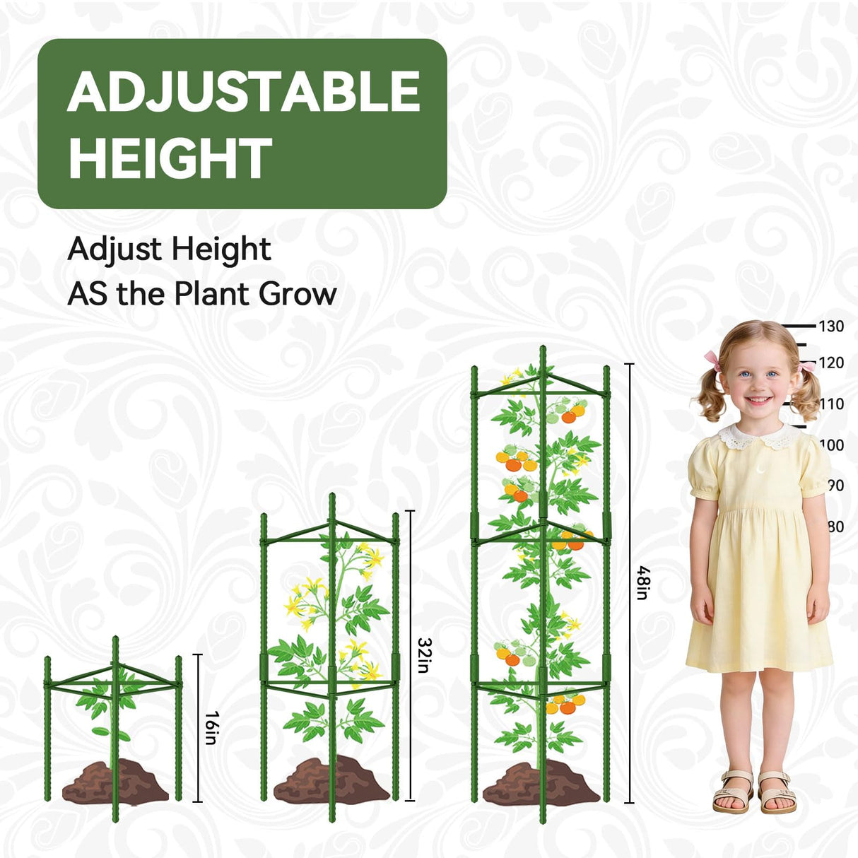 Halatool 8 Pack Tomato Cages for Garden, Up to 48in (4FT) Trellis