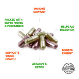 Country Farms Fruits and Vegetables Supplement, 180 Fruit and 180 Veggie Capsules, Greens and Reds Packed with Superfoods, Powerful Antioxidants, 60 Servings