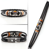 Nuahyaz 3Pcs Anime Leather Bracelets, Skull Punk Alloy Cuff Wristband
