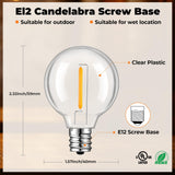 GvvooHome 50 Pack LED G40 Replacement Bulbs for String Lights, Shatterproof Plastic Globe Bulb for Indoor Outdoor Patio Decor, E12 Candelabra Socket Base, Warm White