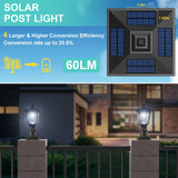 Solar Post Lights, 6000K Dusk to Dawn Solar Lamp Post Light with Pier Mount Base, Solar Post Lights Outdoor Waterproof for Garden Yard Landscape Pole Pillar, Outside Decorative Lamp(Cool White)