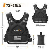 APEXUP Adjustable Weighted Vest, 4-10lb/12-18lb/20-32lb Vest with 6 Ironsand Weights and Large Pocket, Weight Vest for Men Women Strength Training, Running, Walking (12-18lb, Black)