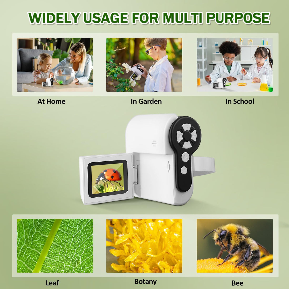 Barchrons 1000X Handheld Microscope for Kids, 4K 2.0" Screen Mini Pocket Microscope with 6 Adjustable LED Lights, Edu Science Christmas Birthday Gifts for Kids Ages 8-12