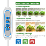 Wolezek Grow Lights for Indoor Plants, 52 LEDs Full Spectrum Plant Grow Light with Base, Height Adjustable Grow Lamp with Auto Timer 6/12/16H, 5 Dimmable Brightness, for Small Plants, White, 2-Pack
