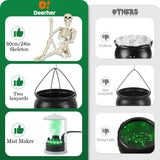 Halloween Decorations Outside - Large Witches Cauldron on Tripod with Skeleton & Fog Maker - Skeleton Halloween Party Decor for Outdoor Yard Home Porch