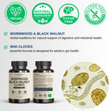VINATURA Wormwood Black Walnut Clove Capsules - Cleanse, Detox, Intestinal Guard Formula Supplement for Humans, with Wormwood herb, Black Walnut Extract Combination, 60 Capsules