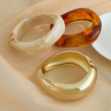 AVOGIR Chunky Acrylic Bangle Bracelet for Women Colorful Resin Bracelets Trendy Stack Statement Cuff Jewelry Gift (Gold 02)