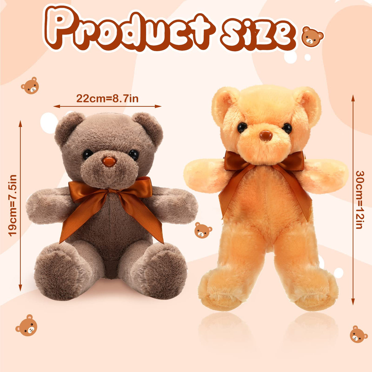 HyDren 24 Pcs Operation Christmas Bear Stuffed Animal Plush Gift Bulk 12 Inches Soft Toys for Kids Christmas Charity Donation, Holiday Party Favors & Classroom Gifts(Colorful)