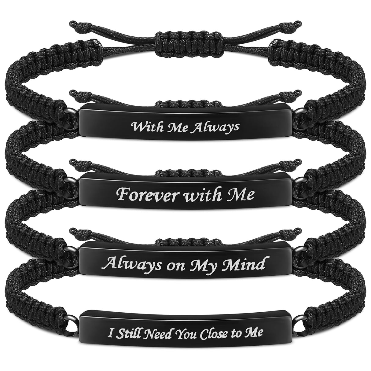 Ecation 4 Pack Cremation Jewelry Urn Bracelet for Ashes Adjustable Personalized Memorial Keepsakes Handmade Braided Ashes Bracelet Bangle Rope for Women Men Loved Ones and Pets (Black,Classic)