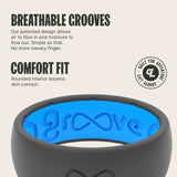 Groove Life Men's Silicone Ring, Rubber Wedding Band, Deep Stone/Blue 11