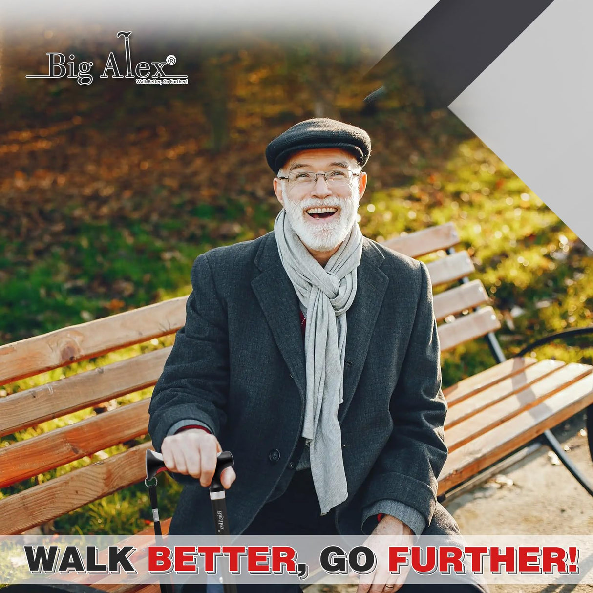 BigAlex Lightweight Collapsible Walking Cane with Soft Comfortable TPR Handle for Seniors and Elderly Adults, Larger Handle for Comfort, Adjustable Support Stick, Portable Travel Aid for Men & Women