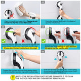 TAILI Shower Handles for Elderly Suction, 2 Pack 12 Inch Shower Grab Bars for Seniors, Grab Bars for Bathtubs and Showers, No Drilling Removable Safety Shower Grip, Black