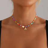 Eaciy Dainty Colorful Initial Necklace for Women Trendy Jewelry Gifts