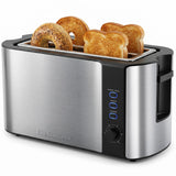 Elite Gourmet 4-Slice Long Slot Toaster, 1.5" Wide Slots, 6 Browning Levels