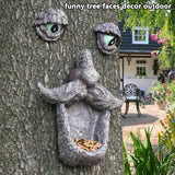 jinhuoba Tree Face Decors Wild Bird Feeders, Whimsical Big Eyes Old Man Face for Tree Hugger Yard Art Outdoor Garden Sculptures