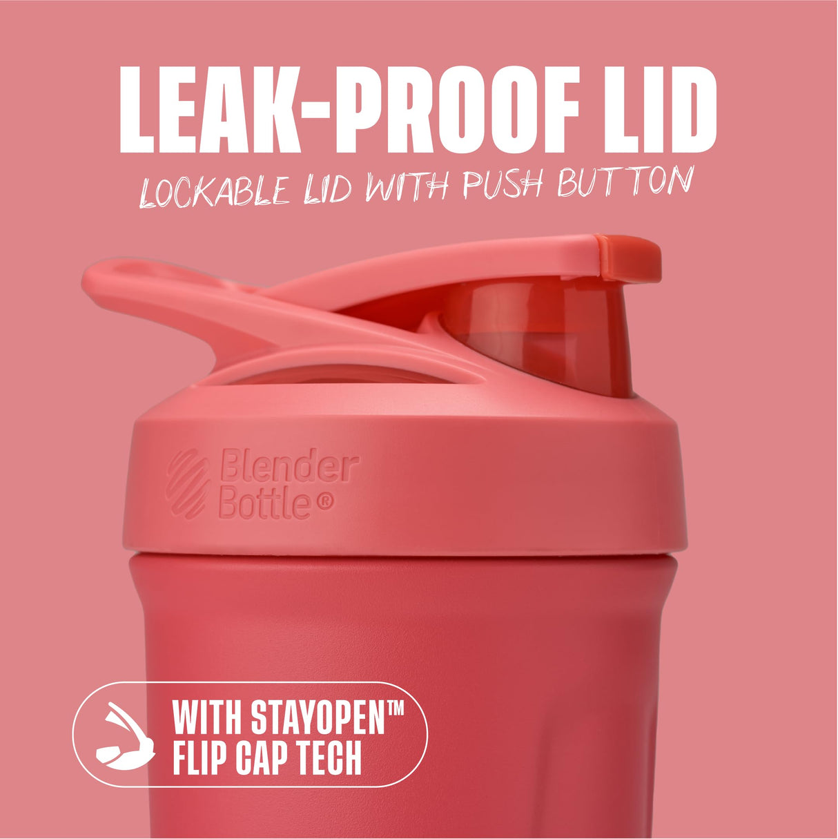 BlenderBottle Sport Insulated Stainless Steel Shaker Bottle with Wire Whisk, 24-Ounce, Pink – Protein Shakes & Hydration for Athletes & Fitness Enthusiasts, Easy Mixing, Keeps Drinks Cold, Lockable Lid