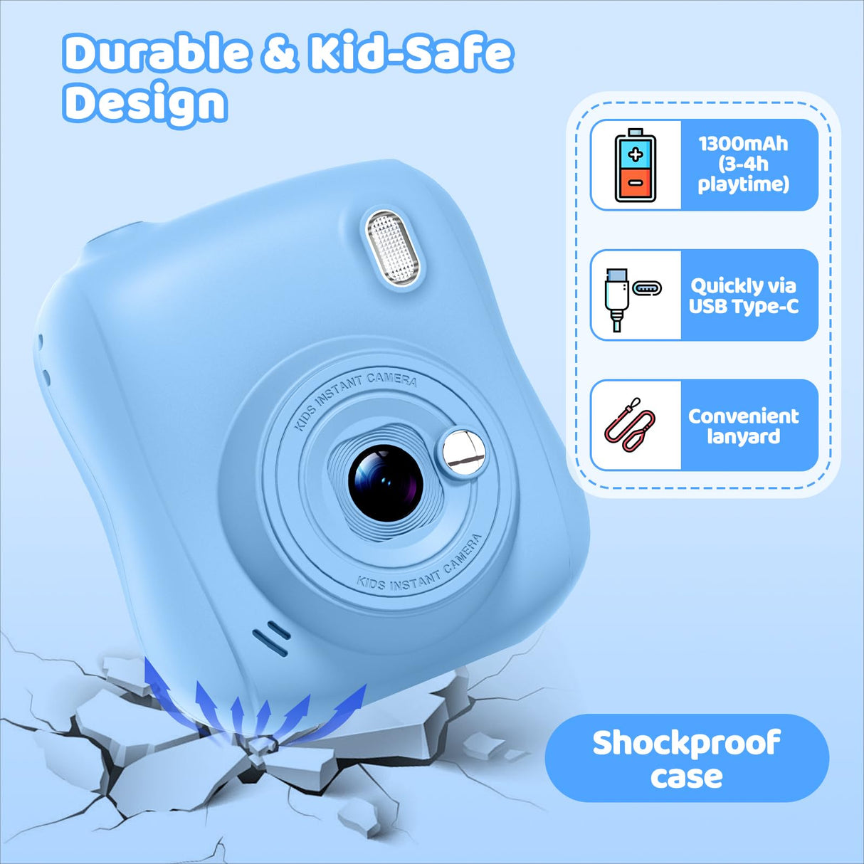 Instant Print Camera for Kids,Christmas Birthday Gifts for 3 4 5 6 7 8 9 10 11 12 Year Old Boys Girls,Toddler Digital Video Camcorder Cameras, Best 1080P HD Selfie Toy with 32GB SD Card