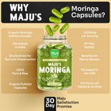 Maju Superfoods Organic Moringa Capsules, Oleifera Leaf, Extra-Fine Quality Moringa Leaves, Dried Drumstick Tree Leaves, Organic Moringa Powder Extract Supplement Capsules from Plant (90 ct)