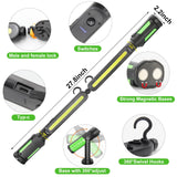 SYLSTAR Work Light for Mechanic, 2400LM LED, 4400mAh Rechargeable, Magnetic, Underhood Work Light with Hooks for Car Repairing/Inspection/Garage/Workshop/Emergency