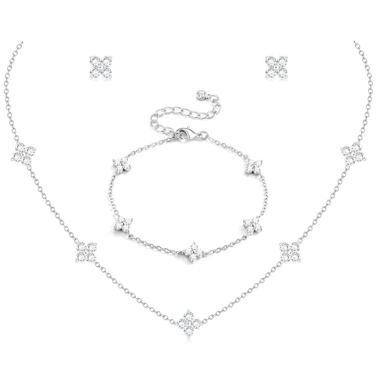 ORAZIO Dainty Silver Plated Jewelry Set for Women Gift Wedding Bride Prom