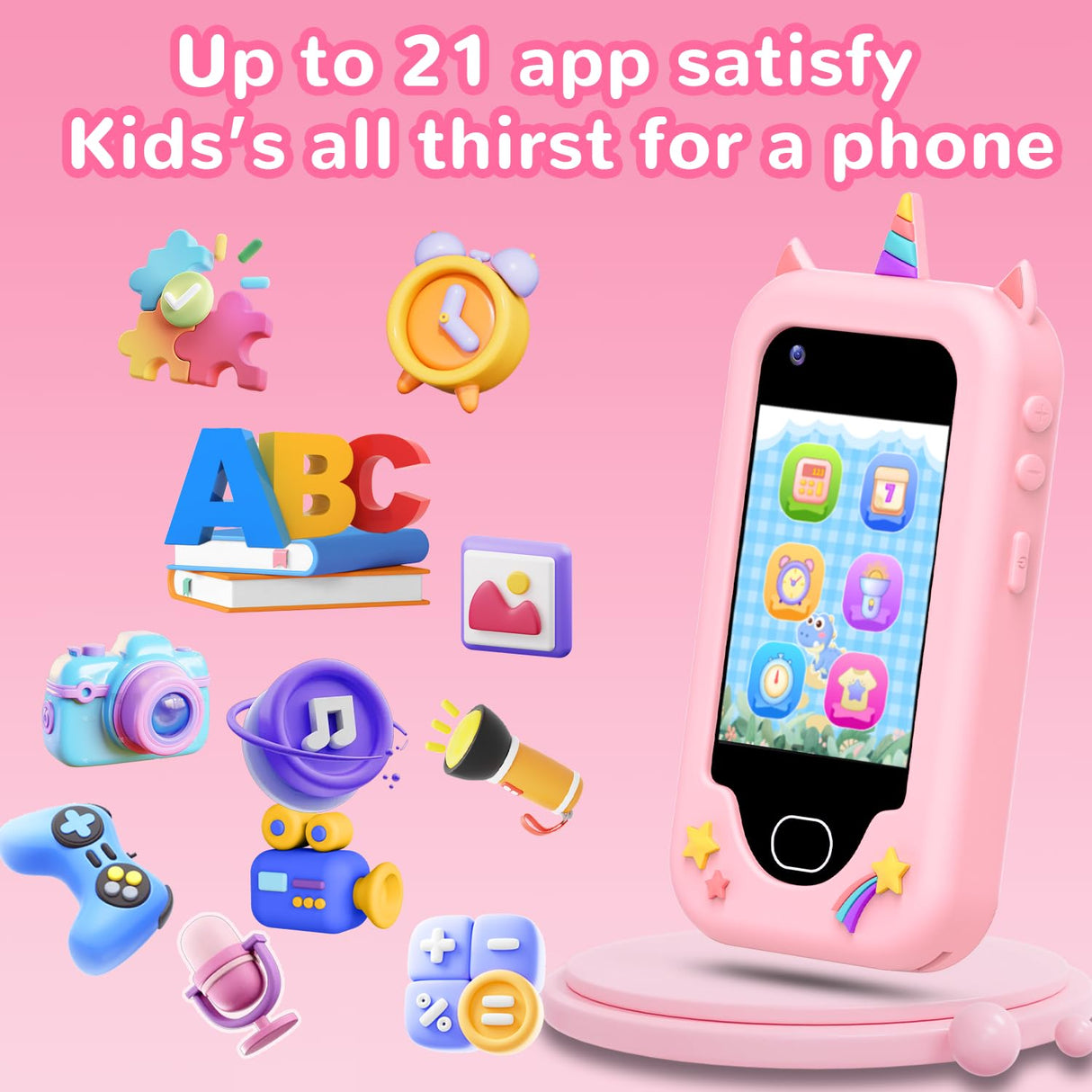 Lapare Kids Smart Phone for Girls, Christmas Birthday Gifts for Girls Age 3-10,Kids Toys Cell Phone, Toddler Learning Play Toy Phone with Dual Camera, Game, Music Player and More (32G)