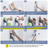 TAILINK Grab Bars for Bathtubs and Showers 2 Pack Shower Handle, Heavy Duty Suction Grab Bar Bath Handrails for Seniors and Elderly, Bathroom Safety Grip No Drilling Waterproof Removable, Grey
