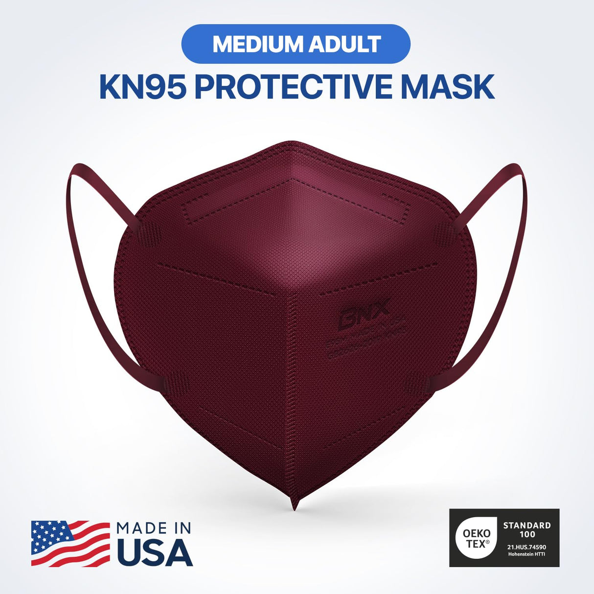 AccuMed KN95 Face Mask Made in USA , KN95 Mask Disposable Particulate Protective Mask, GB2626-2019, Protection Against Dust, Pollen and Haze (20 pcs) (Earloop) (Model: E95M) Navy