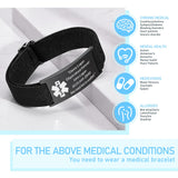 KBPTM Custom Medical Alert Bracelet Personalized Engraving Medic Info ID Bracelet Customized Emergency Medical Bracelets Gifts for Men Women Dad Fathers Day (black)