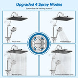 Hibbent cUPC Certified 13'' Shower Head Combo, High Pressure 5 Spray Rainfall Showerhead, 10 Spray Mode Handheld, All Metal Easy Reach 4-way Diverter Arm with Pause Mode, 71'' Hose and Holder, Chrome