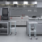 AmGood 20 in. x 20 in. Stainless Steel Work Table with Wheels | Metal Kitchen Food Prep Table | NSF