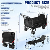 LEVELEVE Heavy Duty Folding Wagon - 2-in-1 Collapsible Cart, 650lb Capacity, All-Terrain Wheels w/Brakes & Side Pockets