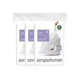simplehuman Code C 60 Count, Dispenser Pack Custom Fit Liners, Drawstring Trash Bags, 10-12 Liter / 2.6-3.2 Gallon, White