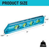 DURATECH 8-Inch Level, Magnetic Torpedo Level with 0°/30°/45°/90° Bubbles, V-Groove, Large Viewing Window, Aluminum Alloy Body, Hanging Hole, SAE and Metric Scale for DIY Projects and Household Use