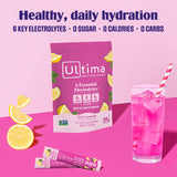 Ultima Replenisher Daily Electrolyte Powder Drink Mix – Sugar Free – Pink Lemonade, 20 Stickpacks – Hydration Packets with 6 Electrolytes and Trace Minerals – Keto Friendly, Vegan, Non-GMO