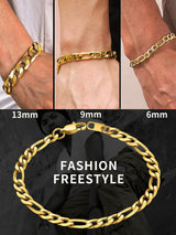 Gold Figaro Bracelet Men&Women Bracelet 6mm 8.3/'' Golden Wrist Chain Bracelet Gift