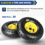 GICOOL 4.10/3.50-4 Rubber Pneumatic Tire, for Hand Truck Dolly Cart 2 Pack