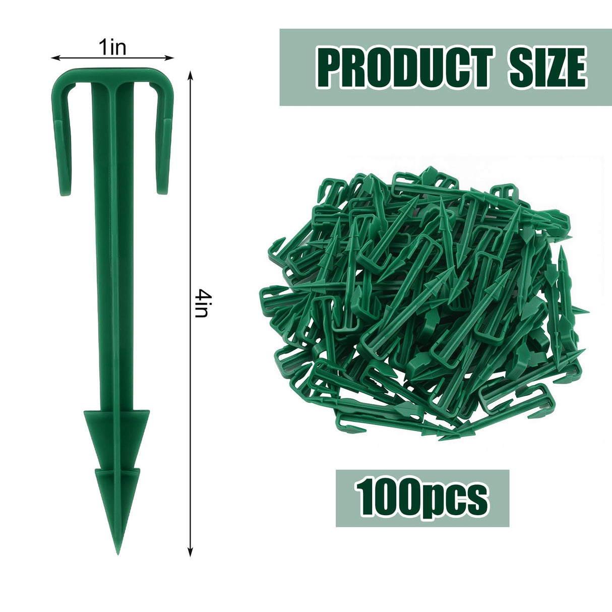 Nuanchu 100 Pcs 4 Inch Stakes Sod Garden Stakes Bulk, Landscape Garden Stake for Membrane, Sod Staples Tent Stake, Netting, Turf, Landscaping and Gardening