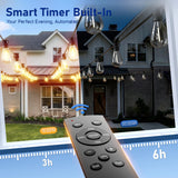 Sikitul 15FT LED Outdoor String Lights with Remote, One Continuous Strand Patio Lights with 8+1 Shatterproof S11 Bulbs, Dimmable 2200K Warm White, Timer & 3 Modes, Low Voltage for Backyard Garden