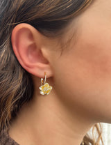 Mameloly Flower Earrings for Women Leverback CZ Dainty 14K Gold Plated