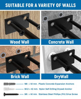 LEOPO Black 32-Pack 5 inch Floating Shelf Brackets, Hidden Shelf Bracket for Wood, Concealed Blind Shelving Support,Invisible Coated Brackets for DIY Decorative,Fit for Kitchen, Bathroom,Study Room