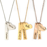 Custom Necklaces for Women - Mom Necklace for Women, Name Bar & Heart Charm