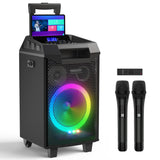 VeGue Karaoke Machine, Bluetooth Speaker PA System for Adults & Kids with 2 Wireless Microphones, 8'' Subwoofer, Wireless Singing Machine for Christmas Party, Wedding, Gathering(VS-0866)