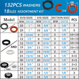 ZDBB 1000 Pcs 18 Size O Ring Kit+18 Size Rubber Washers Assortment Kit for Plumbing Faucet Water Pipe Garden Hose Washers Shower Heads Gasket Repair and Air or Gas Connections